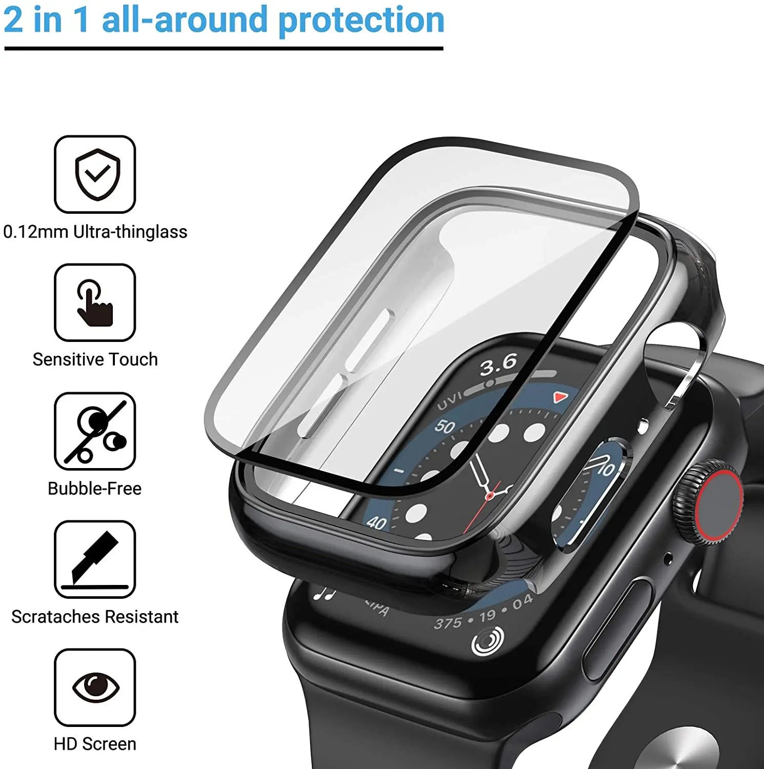 Apple Watch Schutzglas & Hülle – Verspiegelt, alle Größen