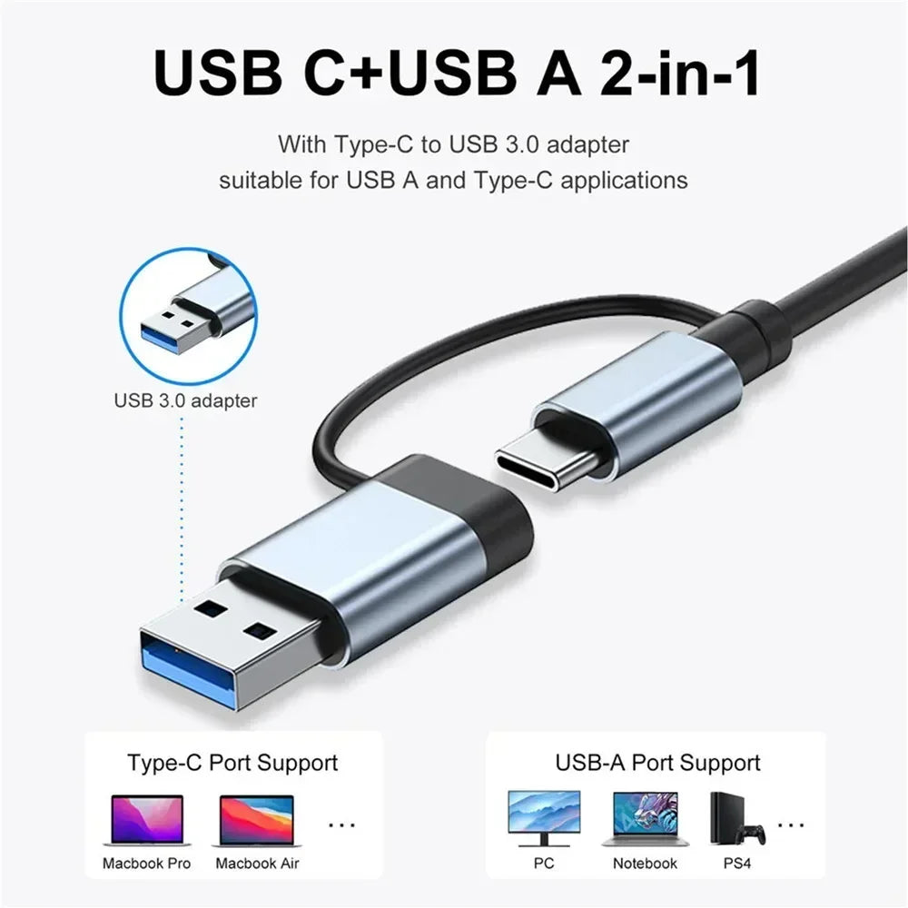 USB-C Hub 8-in-1 – Multiport Adapter für Laptop, MacBook, Xiaomi & Tablets