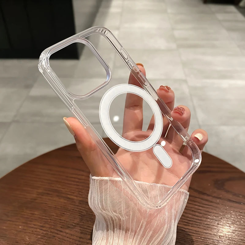 Transparente MagSafe Hülle für iPhone 11–17 – Stostoßfest, kabellos laden, alle Modelle