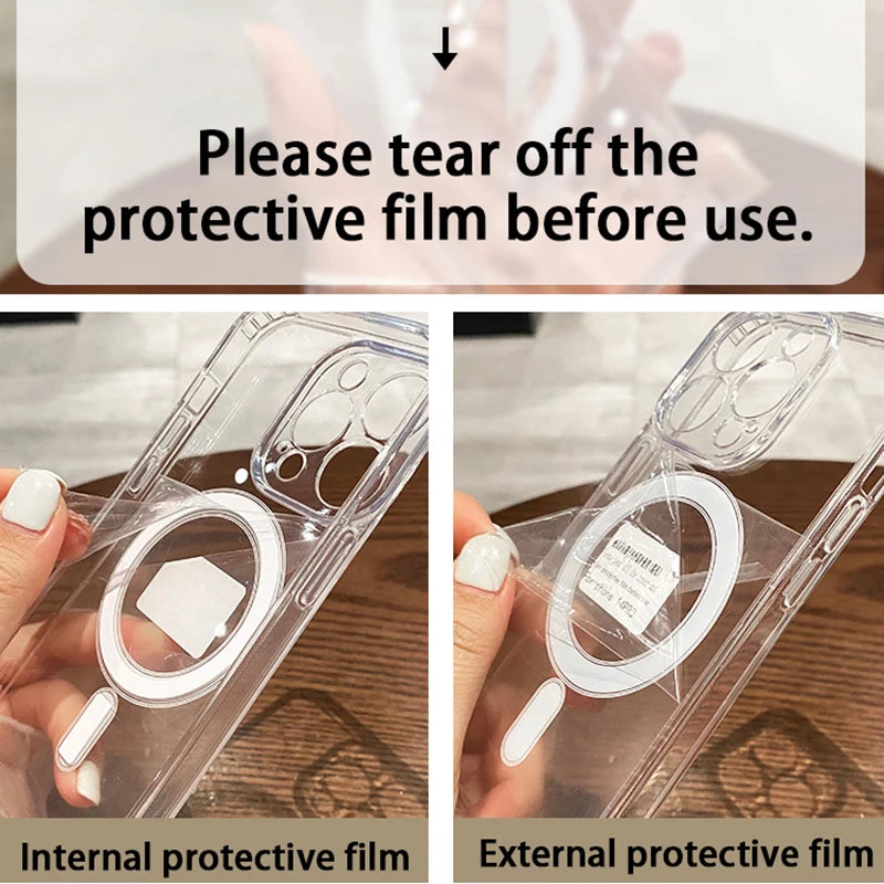 Transparente MagSafe Hülle für iPhone 11–17 – Stostoßfest, kabellos laden, alle Modelle