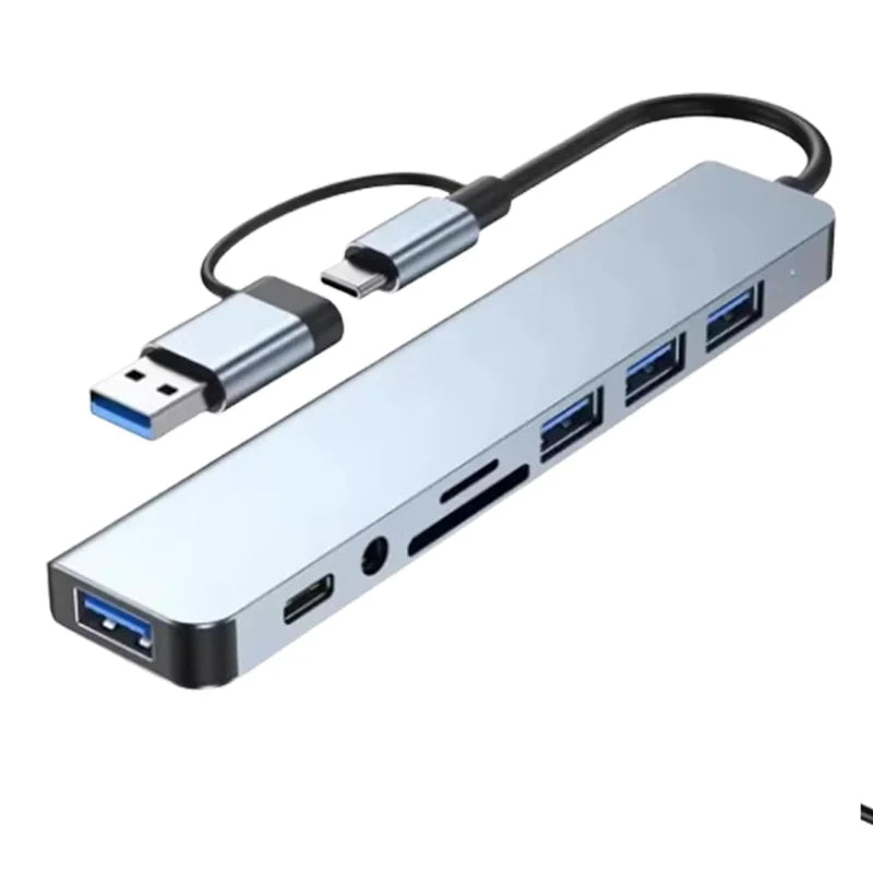 USB-C Hub 8-in-1 – Multiport Adapter für Laptop, MacBook, Xiaomi & Tablets