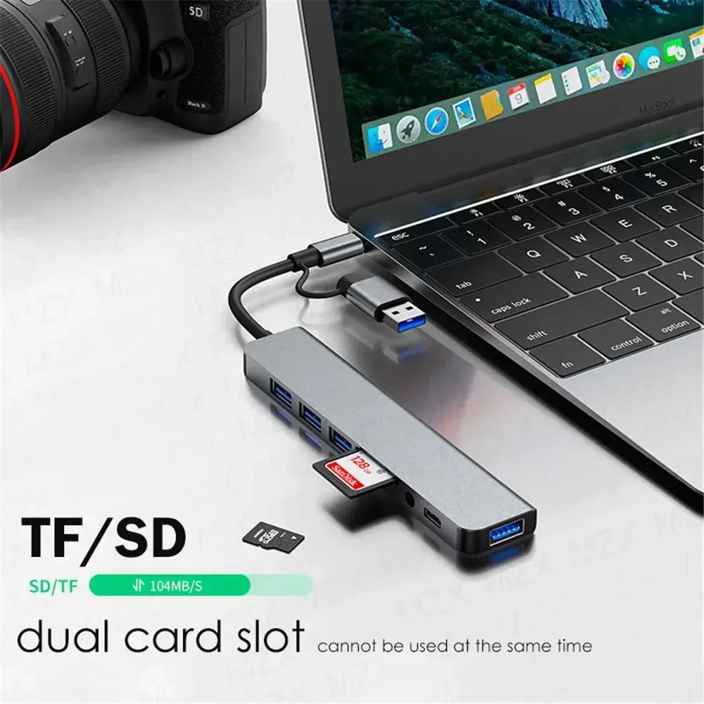 USB-C Hub 8-in-1 – Multiport Adapter für Laptop, MacBook, Xiaomi & Tablets