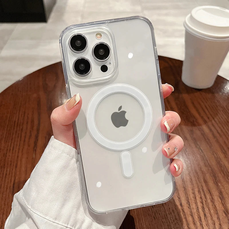 Transparente MagSafe Hülle für iPhone 11–17 – Stostoßfest, kabellos laden, alle Modelle