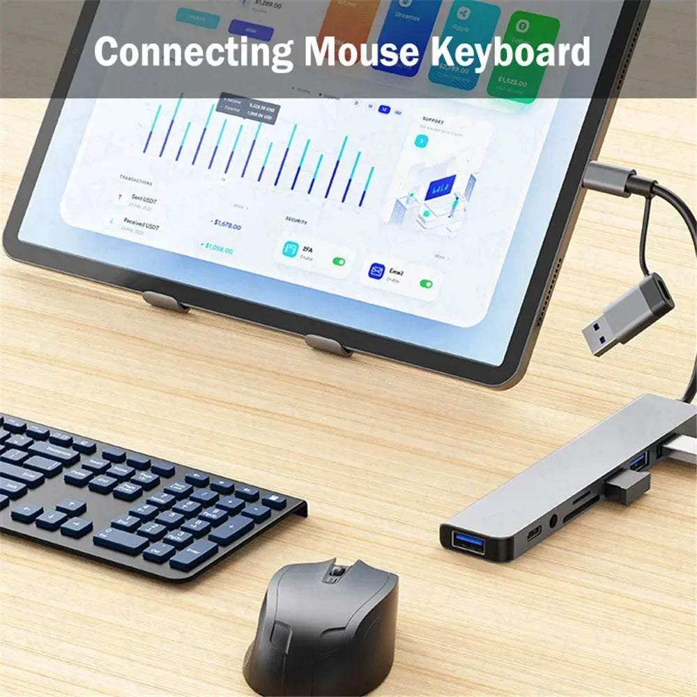 USB-C Hub 8-in-1 – Multiport Adapter für Laptop, MacBook, Xiaomi & Tablets