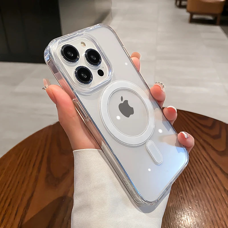 Transparente MagSafe Hülle für iPhone 11–17 – Stostoßfest, kabellos laden, alle Modelle