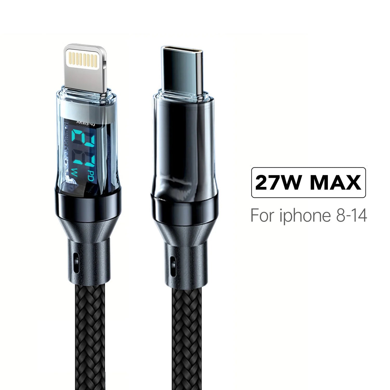 Schnellladekabel mit LCD-Anzeige – 120W, USB-A auf Lightning