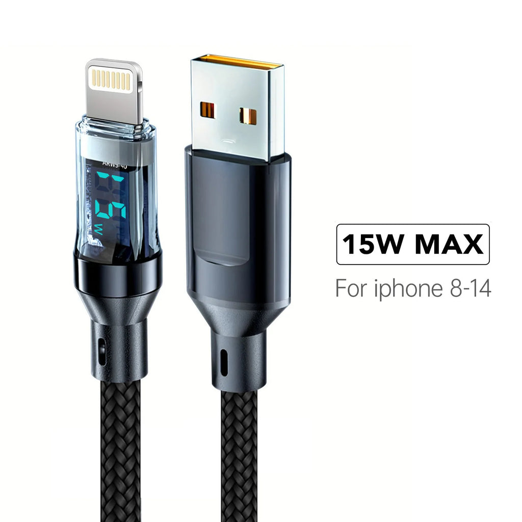 Schnellladekabel mit LCD-Anzeige – 120W, USB-A auf Lightning